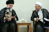 آیت الله صادق آملی لاریجانی در کنار امام خامنه ای